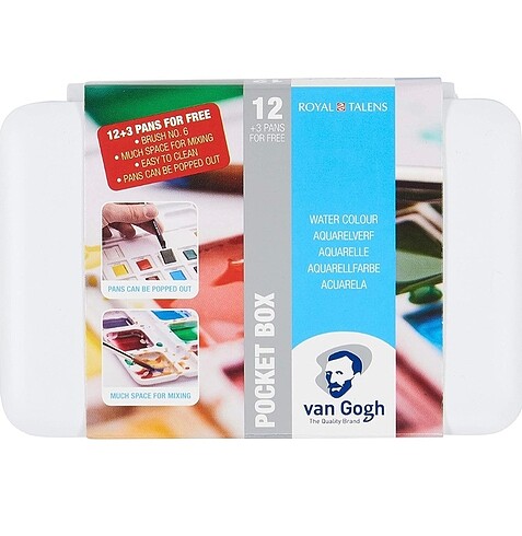 Van Gogh Talens 12+3(15 Renk) Tablet Sulu Boya Fırça ve Defter H