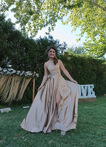 s Beden altın Renk Oleg cassini elbise 