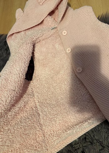 Kürklü Kapüşonlu Pembe Bebek Tulumu 2 li gri pembe - Görsel 3