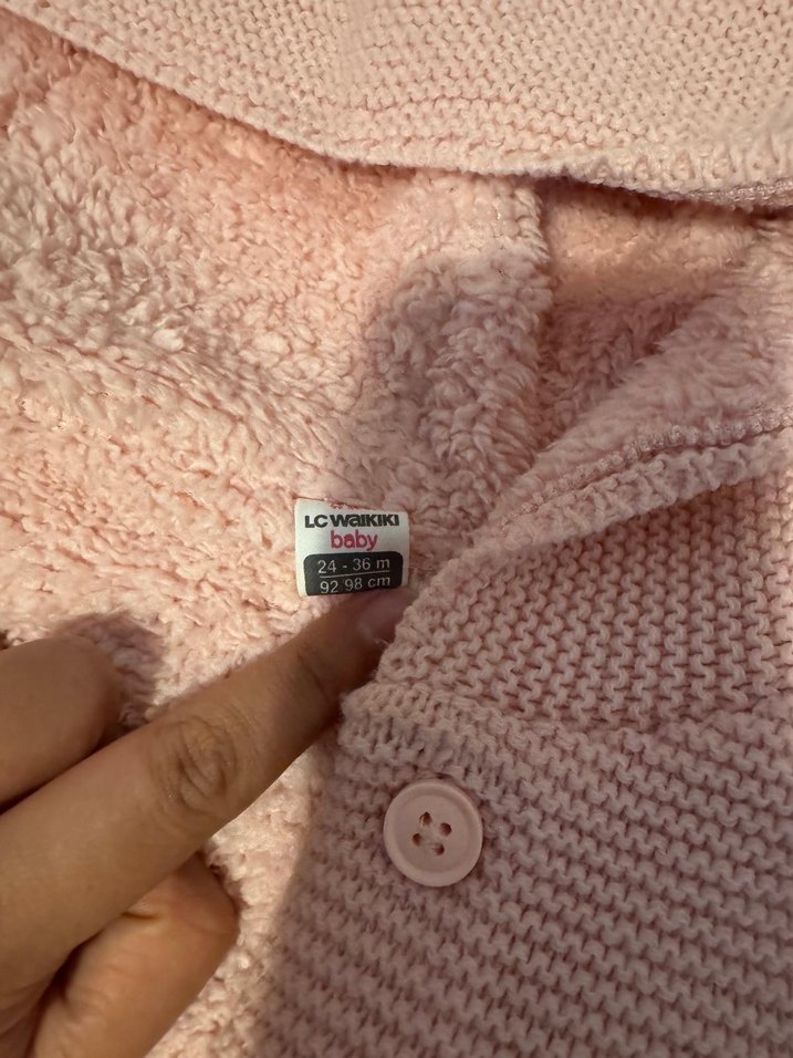 Kürklü Kapüşonlu Pembe Bebek Tulumu 2 li gri pembe - Görsel 2