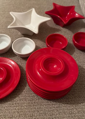 Kırmızı ve Beyaz Modern Tabak Seti - Görsel 3