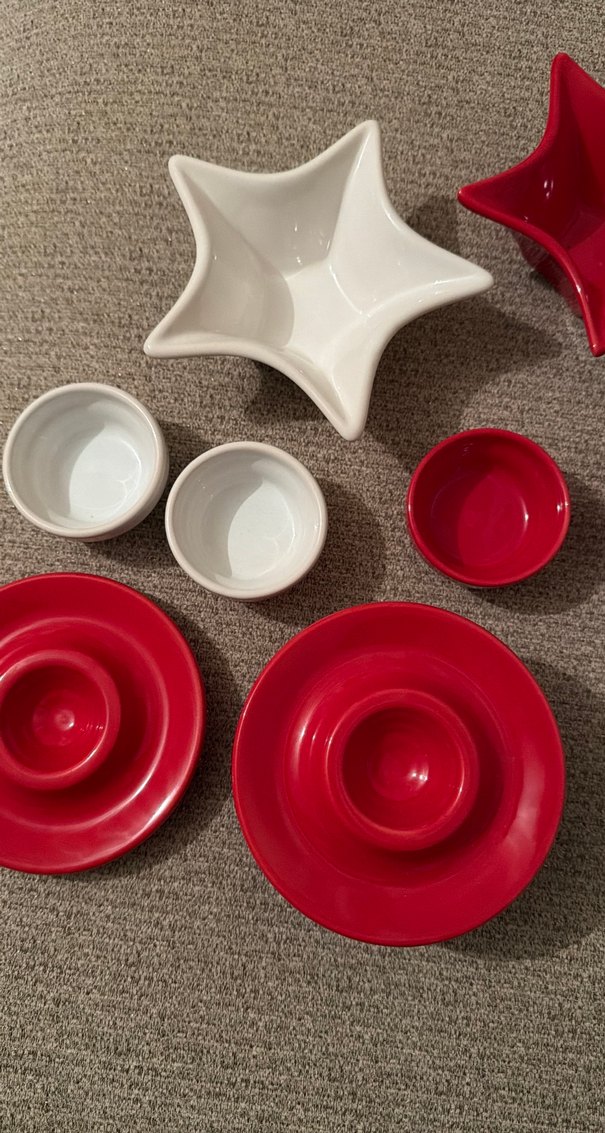 Kırmızı ve Beyaz Modern Tabak Seti - Görsel 2