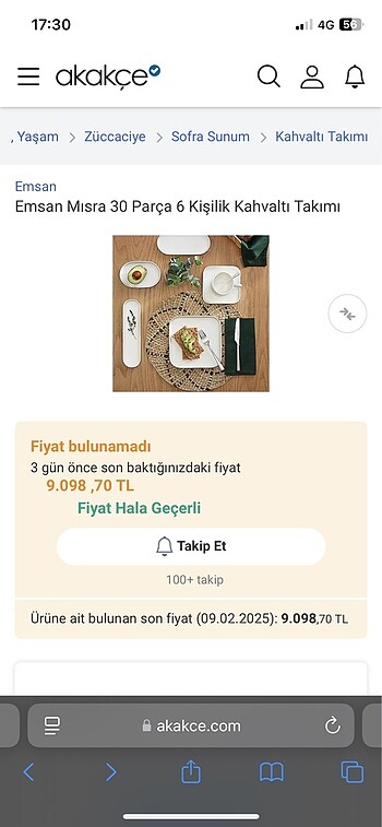 Beden Emsan yeni mısra 6 kişilik kahvaltı takımı