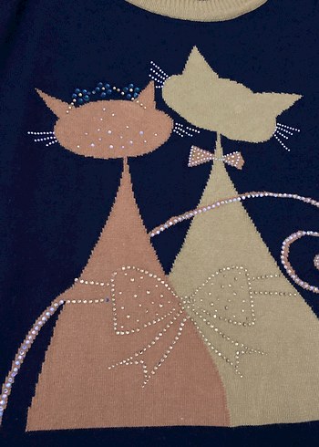 Renkli Baskılı Kadın Triko Kazak - Görsel 2