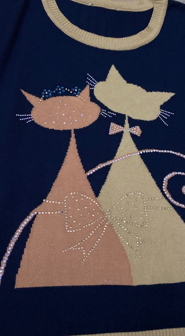 Renkli Baskılı Kadın Triko Kazak - Görsel 2