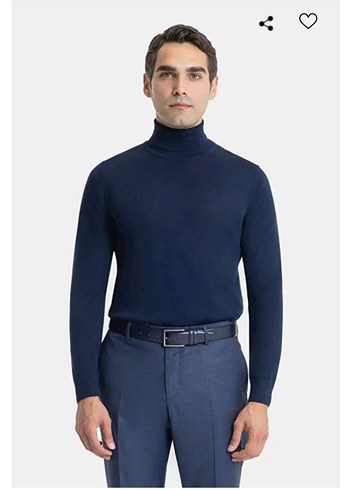 Erkek Mor Yün Balıkçı Yaka Triko Kazak - Görsel 6