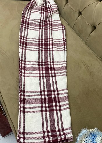 Bordo Ekoseli ev pantolonu - Görsel 2