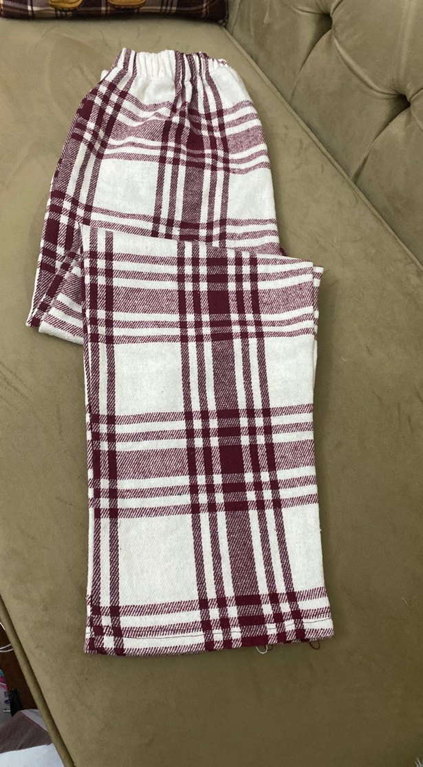 Bordo Ekoseli ev pantolonu - Görsel 3