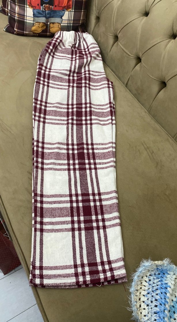 Bordo Ekoseli ev pantolonu - Görsel 2