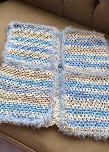 Pastel Mavi Örgü Yumuşak yelek crop - Görsel 2