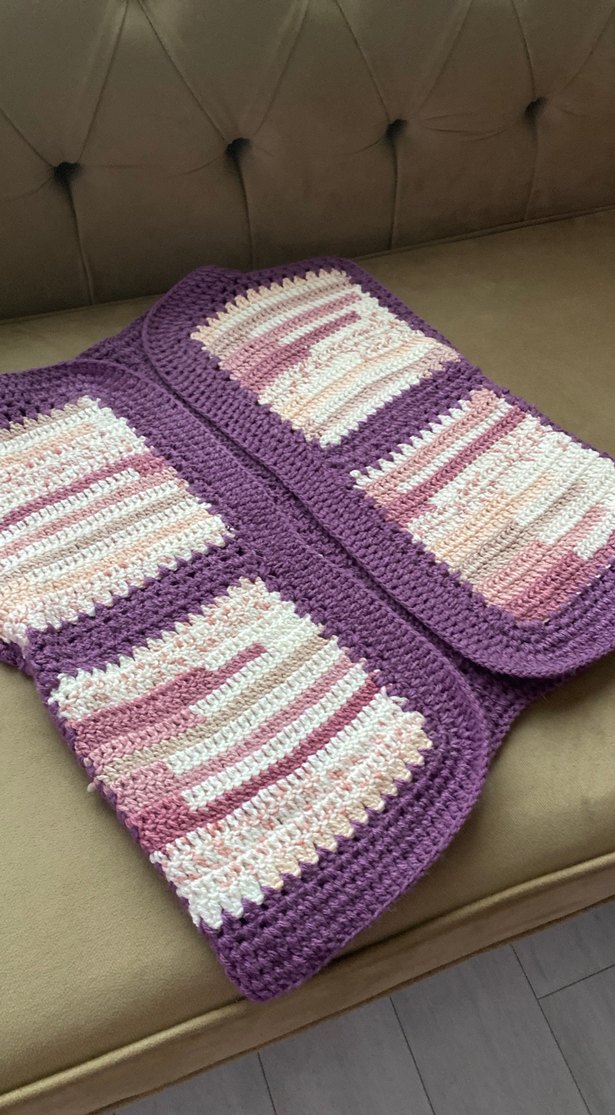 Mor Örgü Kolsuz yelek - Görsel 3