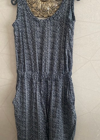 Diğer Gri Bohem Örgü Desenli Kolsuz Tulum