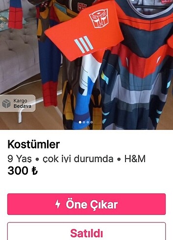 H&M Kostüm bumblebee ve spiderman