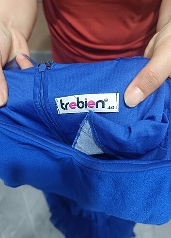 40 Beden mavi Renk Tül askılı elbise 
