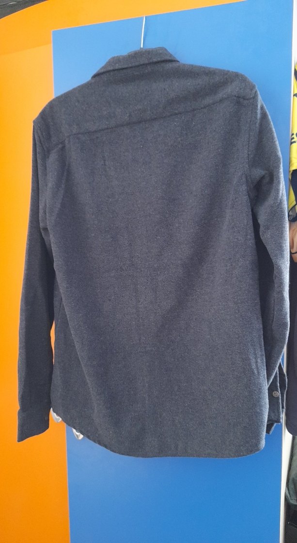 Gri Düğmeli Erkek Gömlek Uzun Kollu - Görsel 3