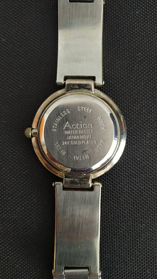 Altın ve Gri Kemerli Kadın Kol Saati - Görsel 3