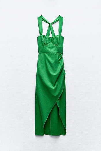 m Beden yeşil Renk Zara ZW collection keten elbise