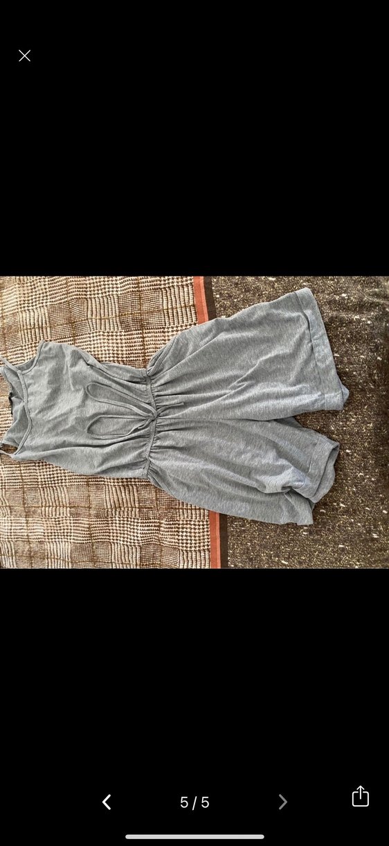 Gri Keten Kadın Mini Tulum - Görsel 5