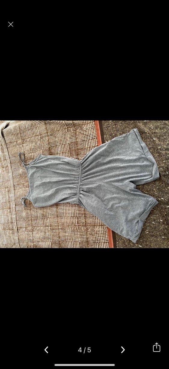 Gri Keten Kadın Mini Tulum - Görsel 4