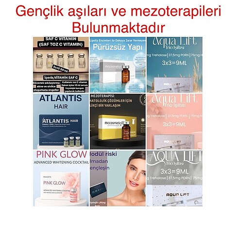 Gençlik aşıları ve mezoterapi ürünleri