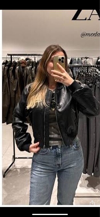 s Beden siyah Renk Zara crop deri ceket