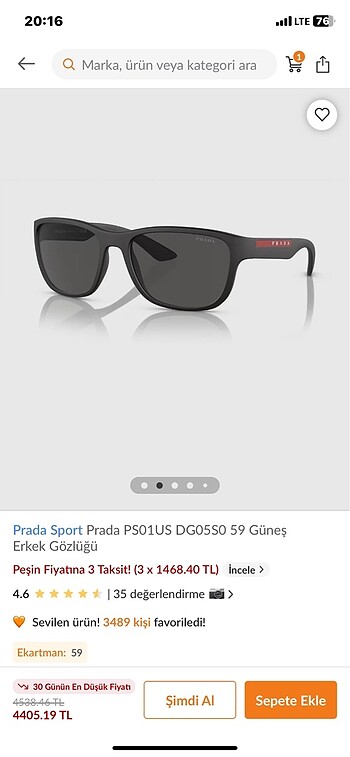 Prada erkek güneş gözlüğü
