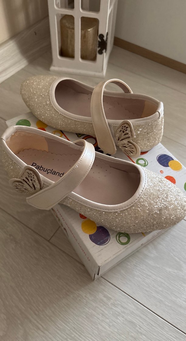 Klasik Beyaz Kız Çocuk Simli Babet - Görsel 3