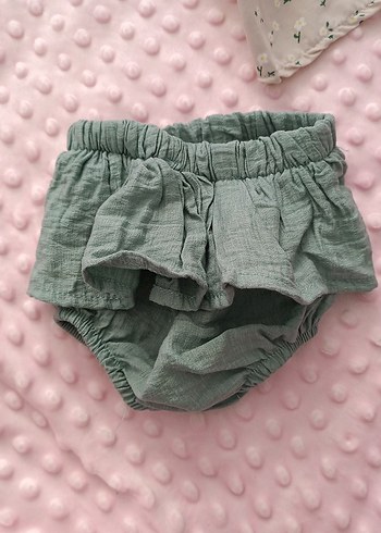 Kız Çocuk Bej Keten Fırfırlı Elbise - Görsel 2