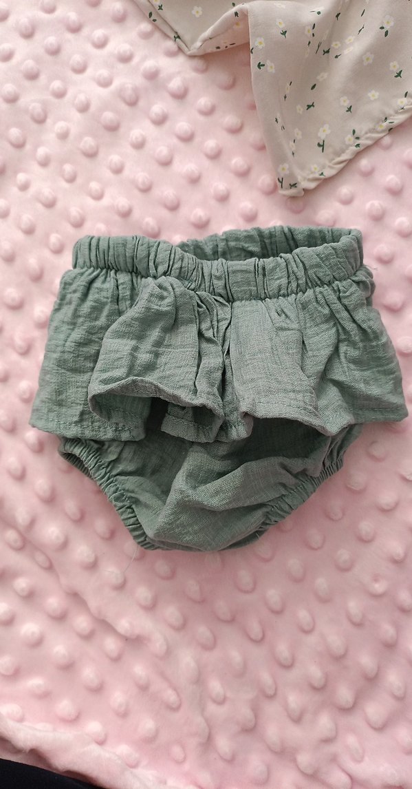 Kız Çocuk Bej Keten Fırfırlı Elbise - Görsel 2