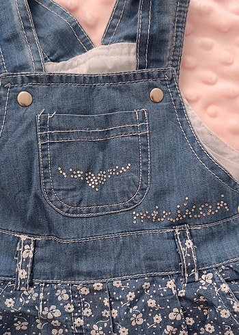 Nakışlı Kız Kot Tulum Bol Kesim - Görsel 4