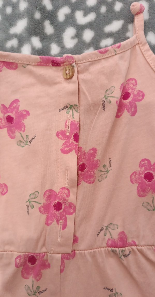 Kız Çocuk Pembe Çiçekli Fırfırlı Tulum - Görsel 2