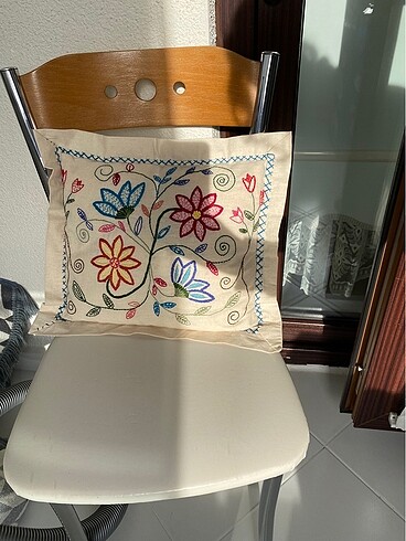  Vintage renkli çiçek nakış dekoratif yastık