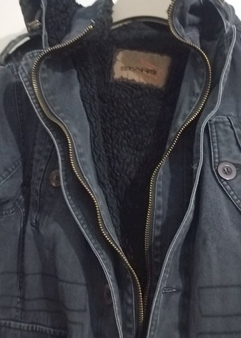 Diğer Düğmeli Gri Erkek Denim Ceket