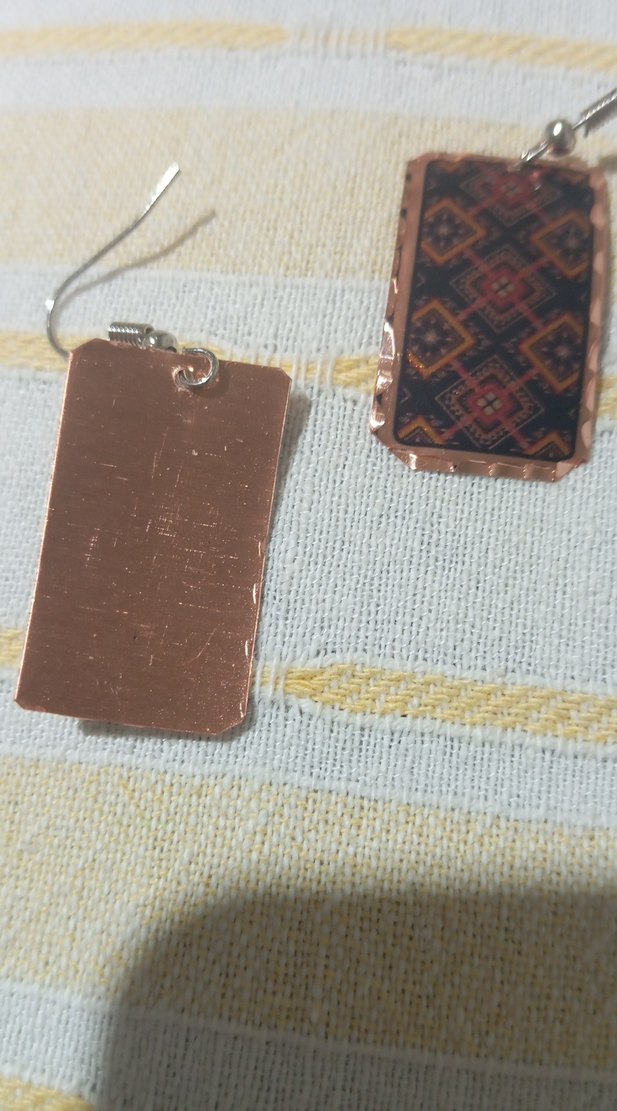 Renkli Desenli Uzun  Kadın Küpeleri - Görsel 3