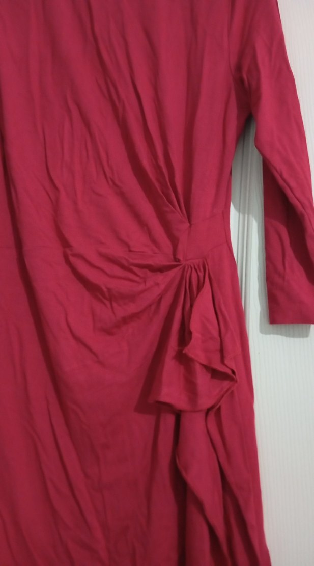 Bordo Uzun Kollu Hemşire Elbisesi - Görsel 2