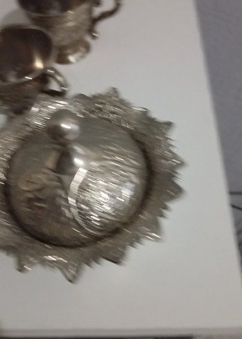 Gümüş Renkli İşlemeli Kahve Seti - Görsel 2