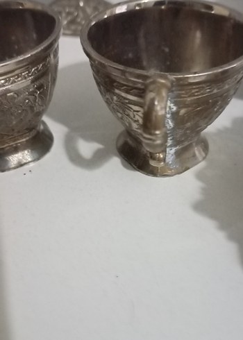 Gümüş Renkli İşlemeli Kahve Seti - Görsel 3