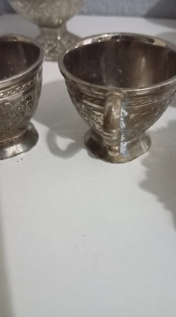 Gümüş Renkli İşlemeli Kahve Seti - Görsel 3