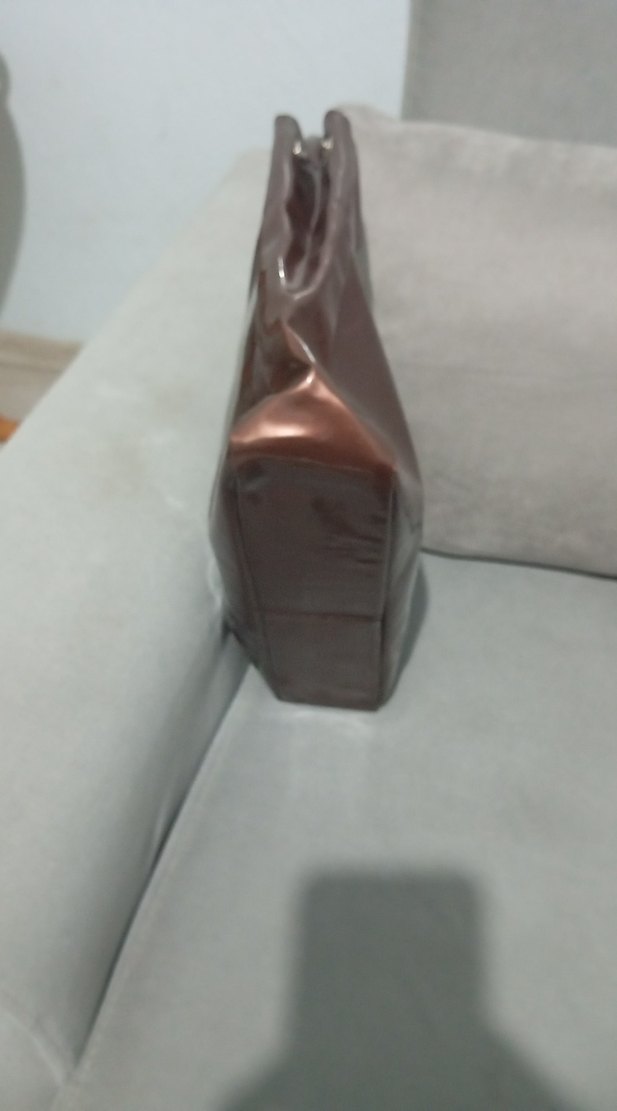 Klasik Parlak Kahverengi Deri Kadın Çanta - Görsel 3