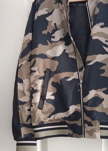 Zara Kahverengi Kamuflaj Fermuarlı erkek Ceket