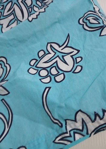 Erkek Mavi Çiçek Desenli Mini Şort - Görsel 4