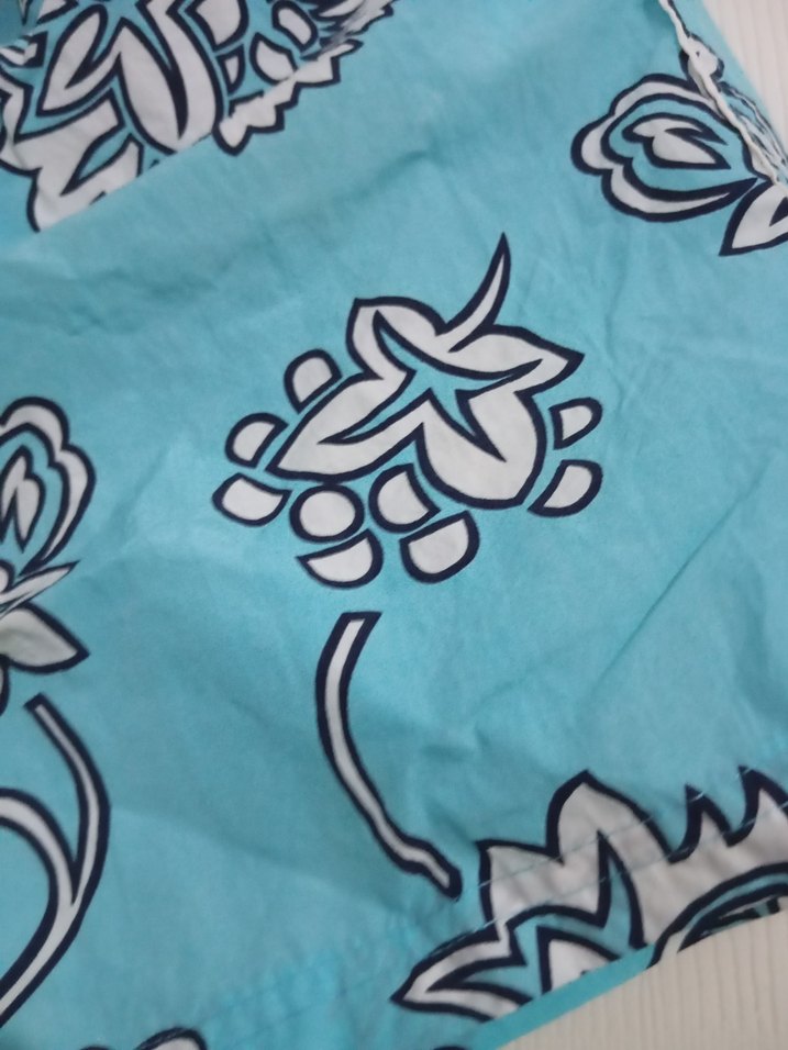 Erkek Mavi Çiçek Desenli Mini Şort - Görsel 4