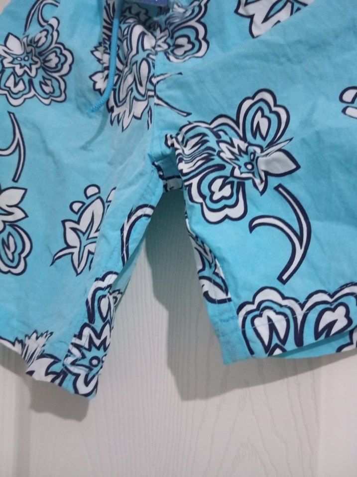 Erkek Mavi Çiçek Desenli Mini Şort - Görsel 3