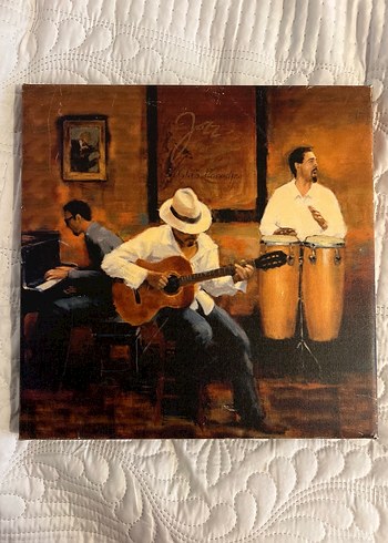 Kamel Renkli Müzisyenler Temalı Koyu Tonlu Tablo - Görsel 2