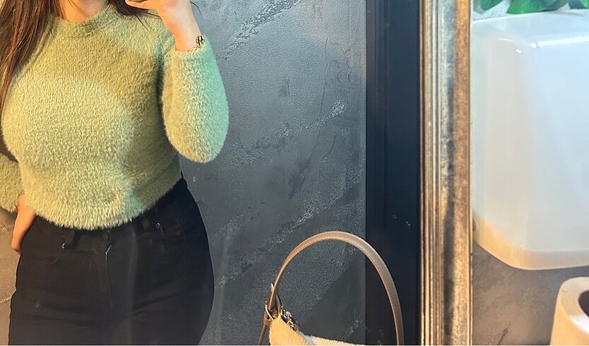 Peluş crop bluz