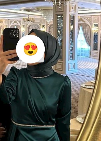 38 Beden Yeşil Bohem Uzun Kol Drapeli Tesettür Elbise