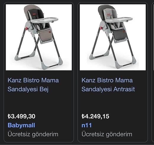 Beden gri Renk MAMA SANDALYESİ