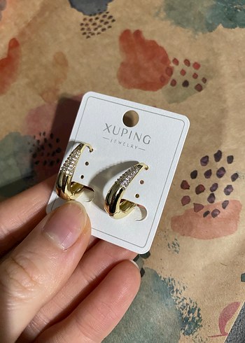 Xuping Altın Renk Mini Taşlı Küpeler - Görsel 2