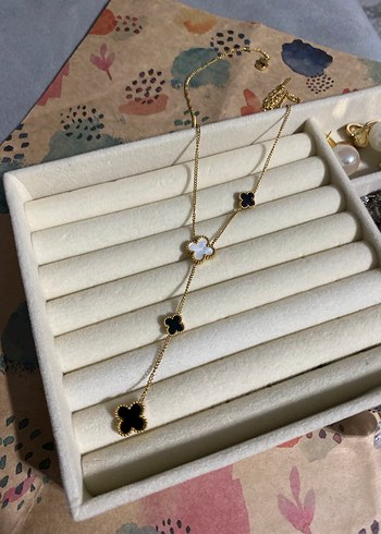 Altın Renkli Midi Boy Zincirli Kolye ( Van cleef kolye ) - Görsel 2