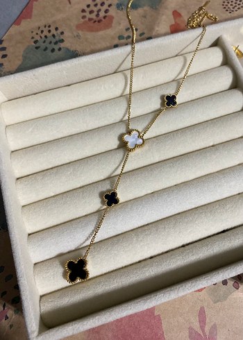 Altın Renkli Midi Boy Zincirli Kolye ( Van cleef kolye ) - Görsel 3